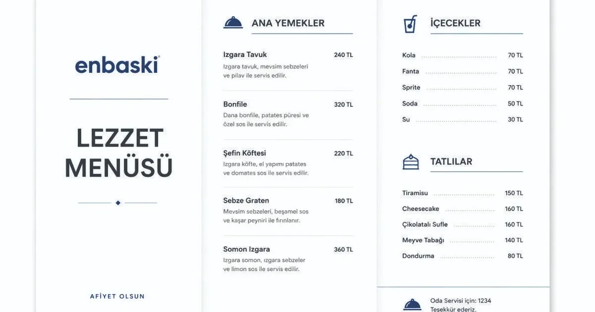 Restoran ve Cafe Açarken Baskı İhtiyaçları: Menüden Peçeteye Tam Liste